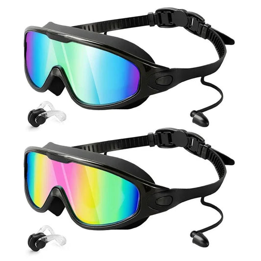 ✨🏊‍Swim Schutzbrille für Erwachsene & Kinder - Anti-Fog Vollschutz, 3-Farben UV-Glas, wasserdichte Ohrstöpsel & Nasenclip, Fit Outdoorfun