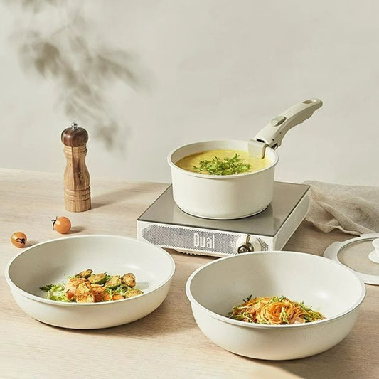 Antihaft-Kochgeschirr-Set mit abnehmbarem Griff - Backofenfest