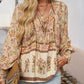 🌷Frühling Vorverkauf 50% Rabatt🍃Damenmode bedrucktes Langarmshirt mit V-Ausschnitt