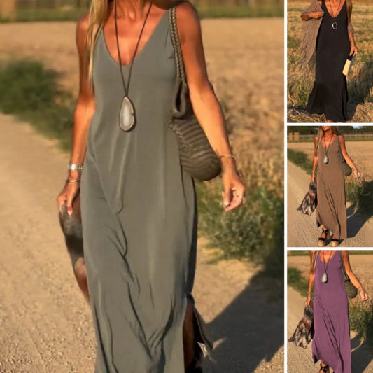 ⏳Begrenzte Zeit 50% Rabatt💥Maxi-Cami-Kleid mit V-Ausschnitt für Damen