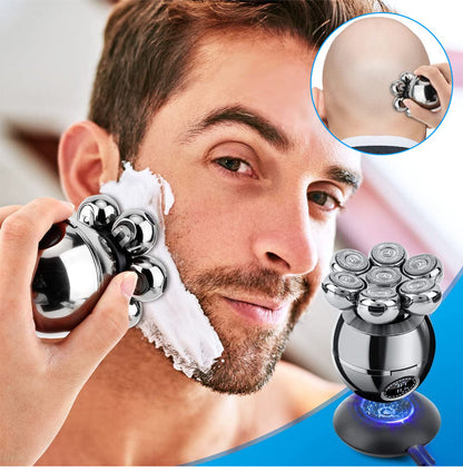 ⚡ 7D Glatzenrasierer & Multifunktions-Rasierer – 6-in-1 mit Trimmer, Nasenhaarschneider, Reinigungs- & Massagebürste – kabelloses Laden, wasserdicht – ideal für Bart, Kopf & Körper