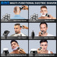 ⚡ 7D Glatzenrasierer & Multifunktions-Rasierer – 6-in-1 mit Trimmer, Nasenhaarschneider, Reinigungs- & Massagebürste – kabelloses Laden, wasserdicht – ideal für Bart, Kopf & Körper