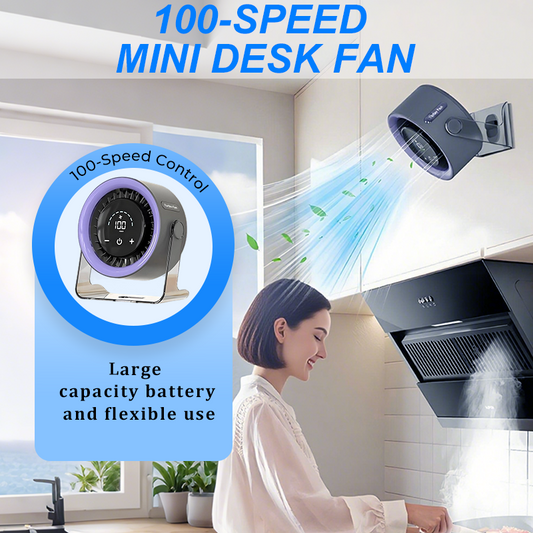 🔥Heißer Verkauf (💥50 % RABATT)🔥Mini-Tischventilator mit 100 Geschwindigkeiten und Digitalanzeige